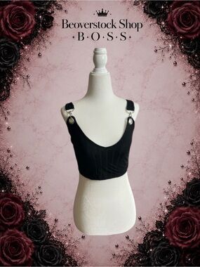 Preowned Shein Black Crop Top Tank Top Shirt - Extra Small